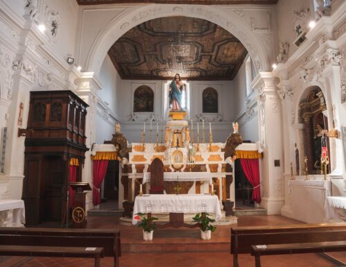 Il polittico smembrato di San Martino d’Agri, chiesa di San Francesco: la Vergine, i santi e gli angeli fluttuano nel cielo