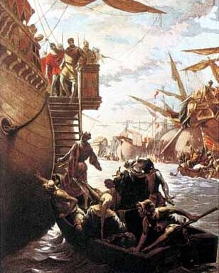 Ruggiero di Lauria guida gli Aragonesi alla vittoria della Battaglia del Golfo